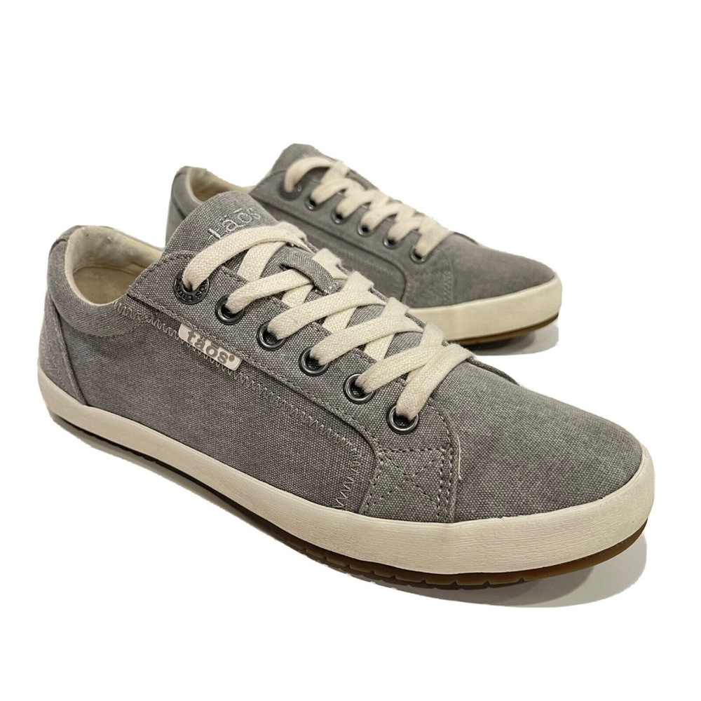 Taos Footwear Star Sneakers Womens Size 6.5 Gray Canvas Low Top Lace Up Shoes